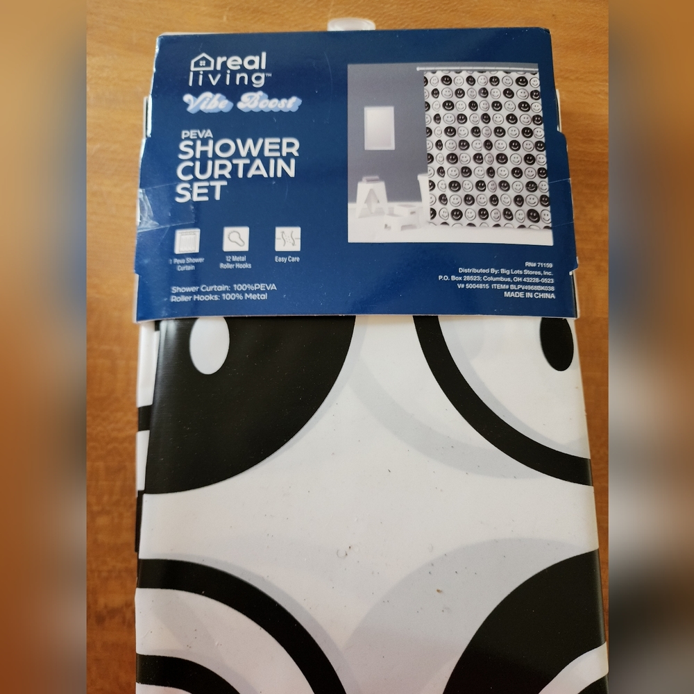 Black and White Smiley Shower Curtain